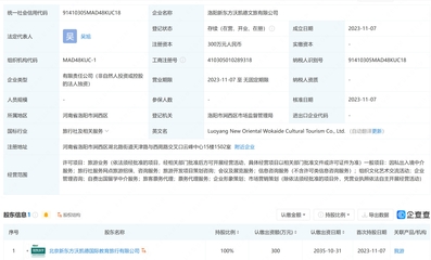 新東方跨界文旅 洛陽成立沃凱德，布局因私出入境中介服務